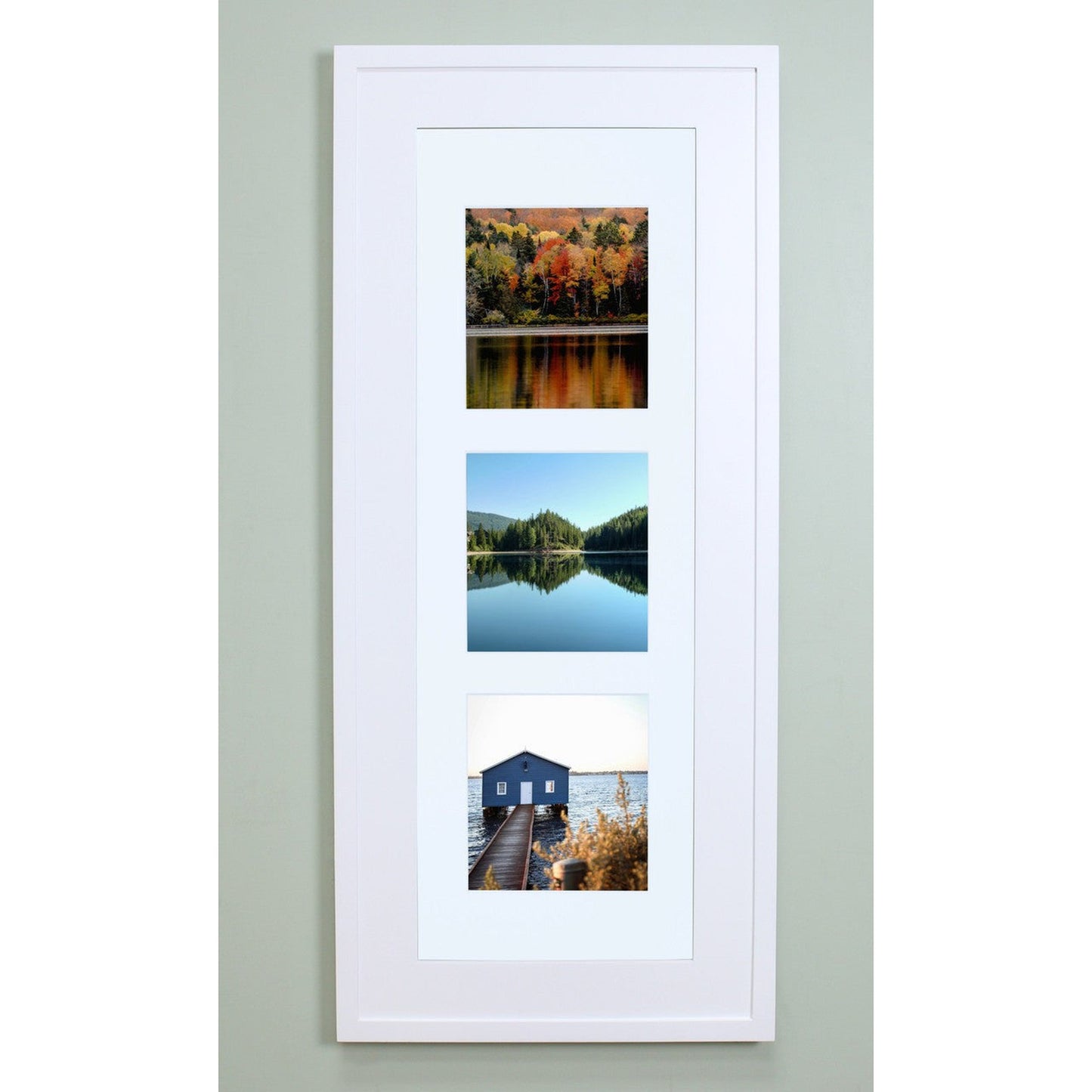 Fox Hollow Furnishings 14" x 36" White Contemporary XXL Recessed Picture Frame Medicine Cabinet