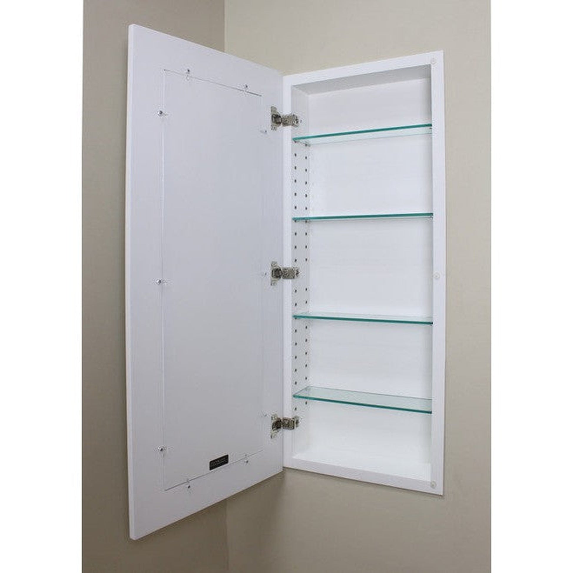 Fox Hollow Furnishings 14" x 36" White Shaker Style Recessed Medicine Cabinet Without Mirror