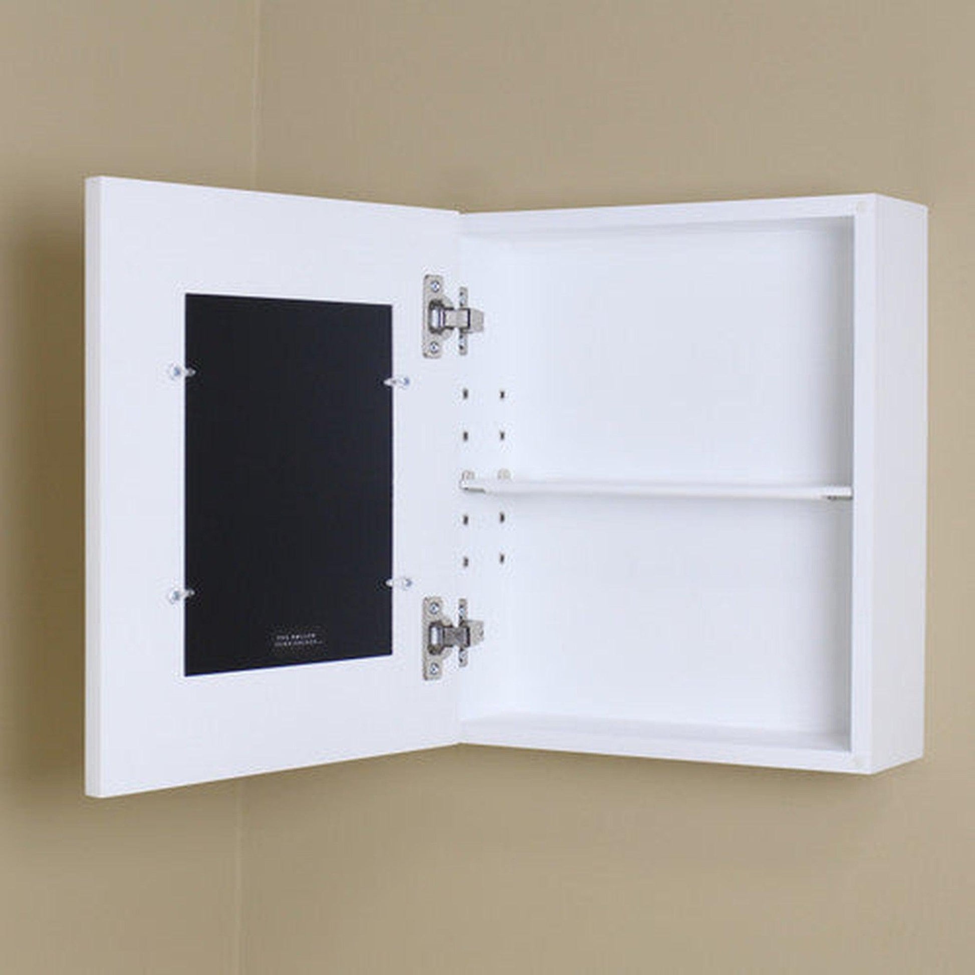 Fox Hollow Furnishings 15" H x 13" W White Shaker Wall Mount Picture Frame Medicine Cabinet With Ivory 5" x 7" Matting