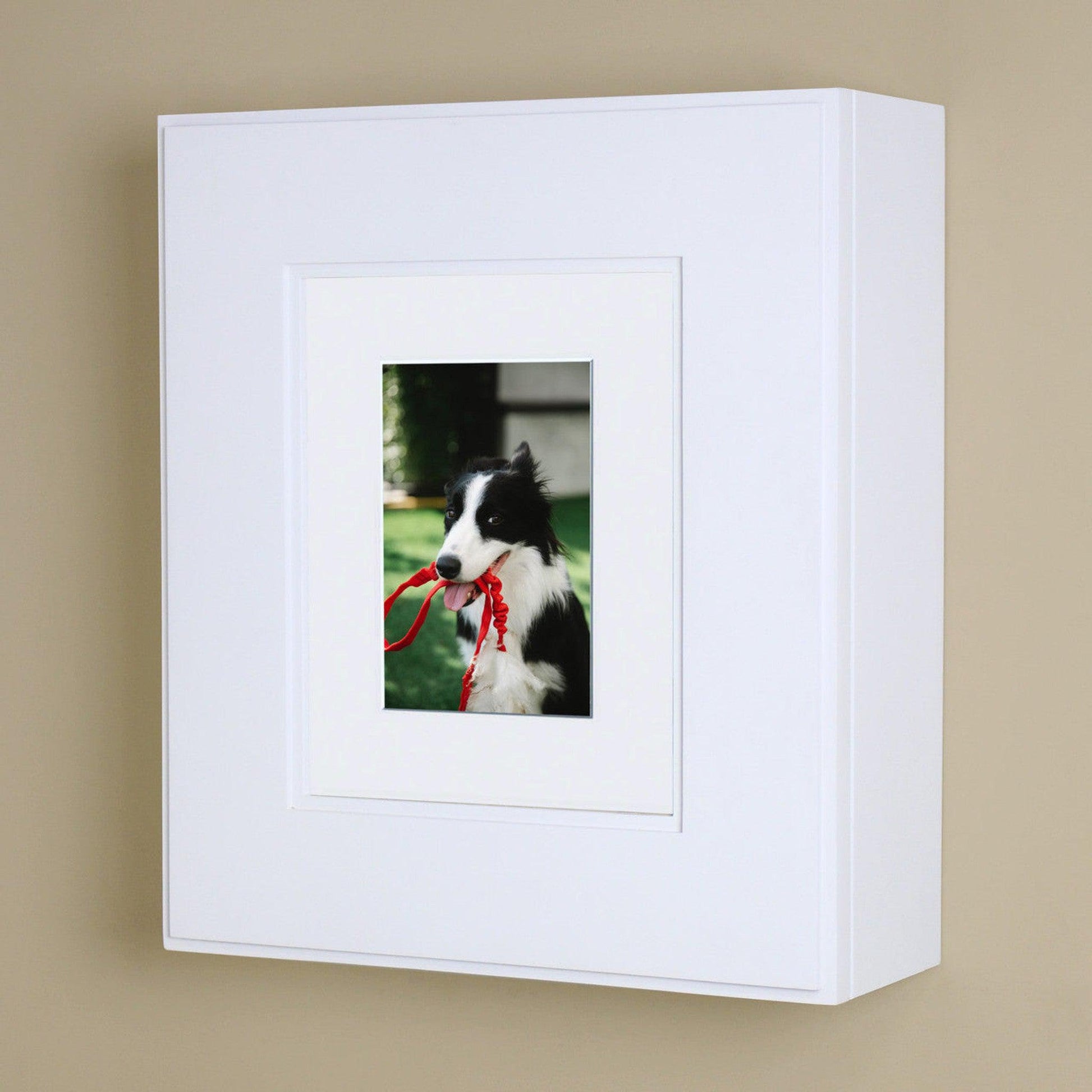 Fox Hollow Furnishings 15" H x 13" W White Shaker Wall Mount Picture Frame Medicine Cabinet With Mirror