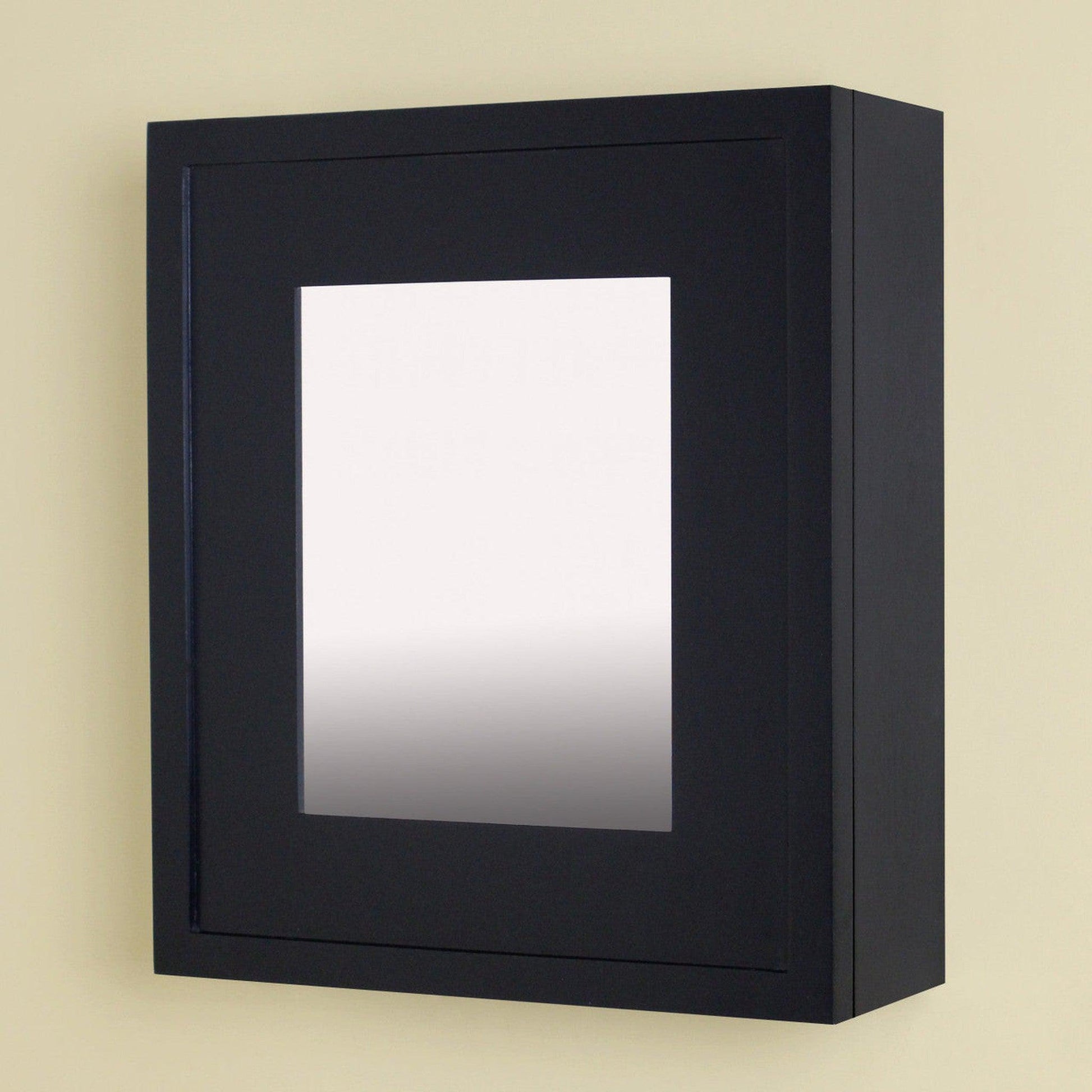 Fox Hollow Furnishings 15" x 13" Black Compact Portrait Wall Mount Mirrored Medicine Cabinet