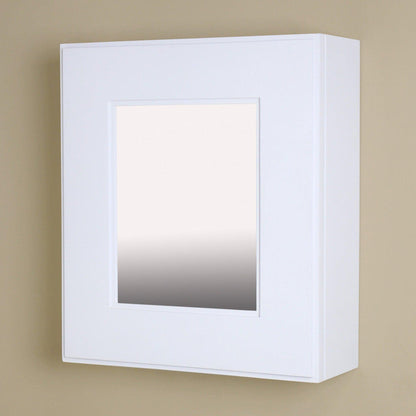 Fox Hollow Furnishings 15" x 13" Shaker White Compact Portrait Wall Mount Mirrored Medicine Cabinet
