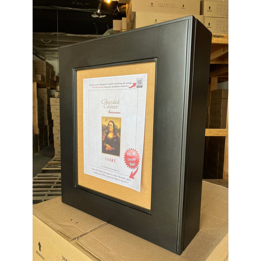 Fox Hollow Furnishings 20" x 17" Black Shaker Wall Mount Picture Frame Medicine Cabinet With Black 8" x 10" Matting