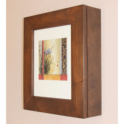 Fox Hollow Furnishings 20" x 17" Caramel Wall Mount Picture Frame Medicine Cabinet With Mirror