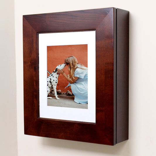 Fox Hollow Furnishings 20" x 17" Espresso Wall Mount Picture Frame Medicine Cabinet With Mirror