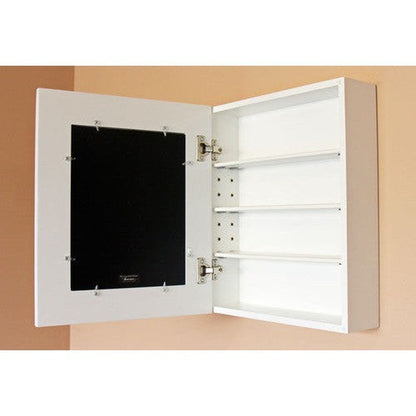 Fox Hollow Furnishings 20" x 17" White Contemporary Wall Mount Picture Frame Medicine Cabinet With Black 8" x 10" Cabinet