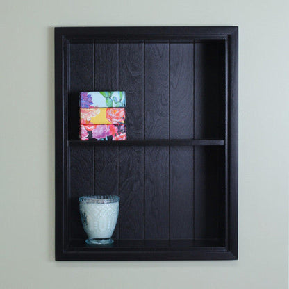 Fox Hollow Furnishings Aiden 14" x 18" Black Recessed Sloane Wall Niche With Beadboard Back and One Fixed Shelf