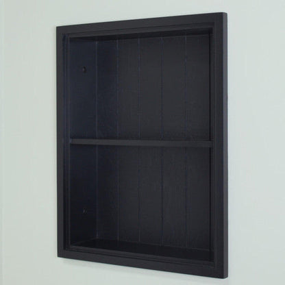 Fox Hollow Furnishings Aiden 14" x 18" Black Recessed Sloane Wall Niche With Beadboard Back and One Fixed Shelf