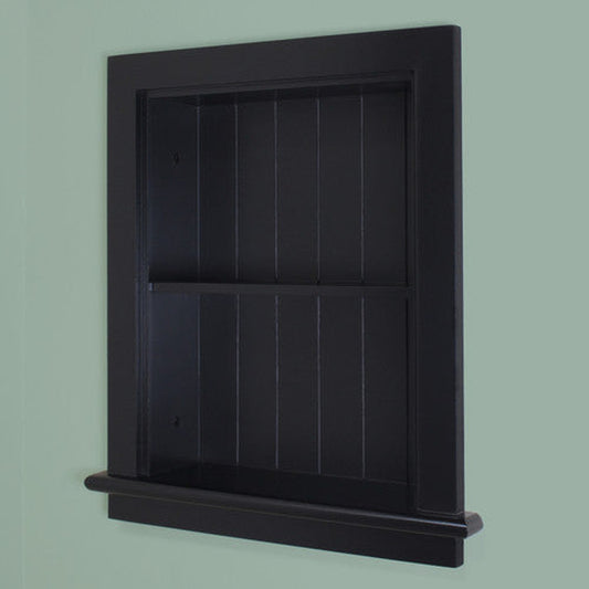 Fox Hollow Furnishings Aiden 14" x 18" Black Recessed Sloane Wall Niche With Plain Back and One Fixed Shelf