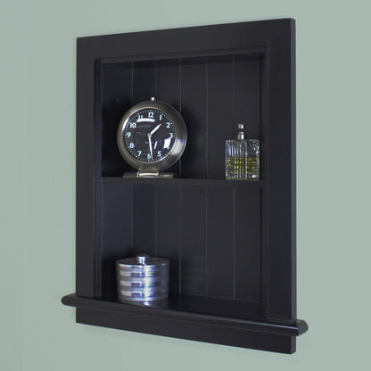 Fox Hollow Furnishings Aiden 14" x 18" Black Recessed Wall Niche With Beadboard Back