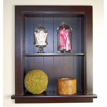 Fox Hollow Furnishings Aiden 14" x 18" Dark Brown Recessed Aiden Wall Niche With Beadboard Back