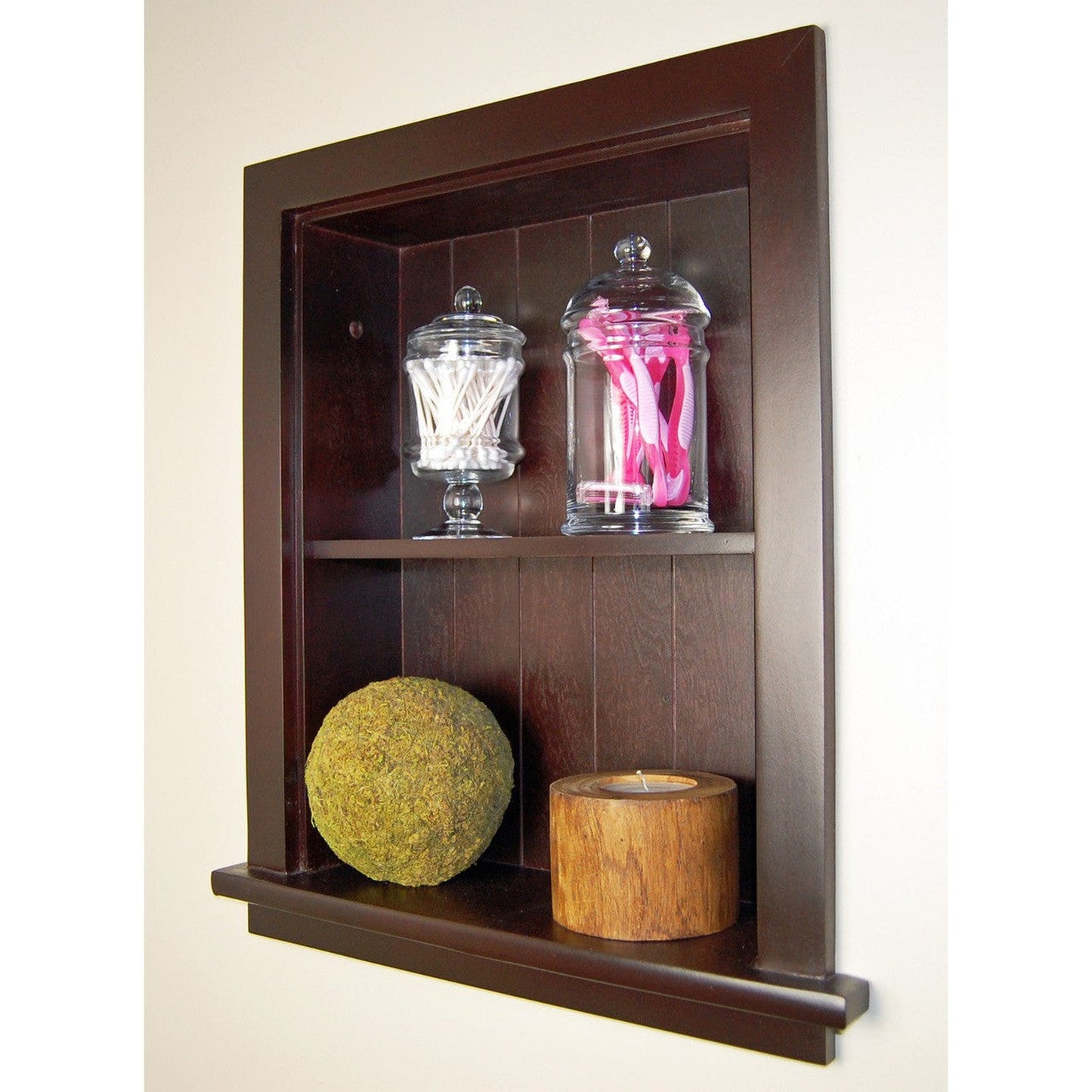 Fox Hollow Furnishings Aiden 14" x 18" Dark Brown Recessed Aiden Wall Niche With Beadboard Back