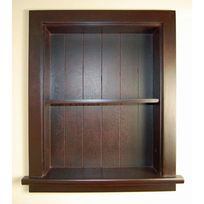 Fox Hollow Furnishings Aiden 14" x 18" Dark Brown Recessed Aiden Wall Niche With Beadboard Back