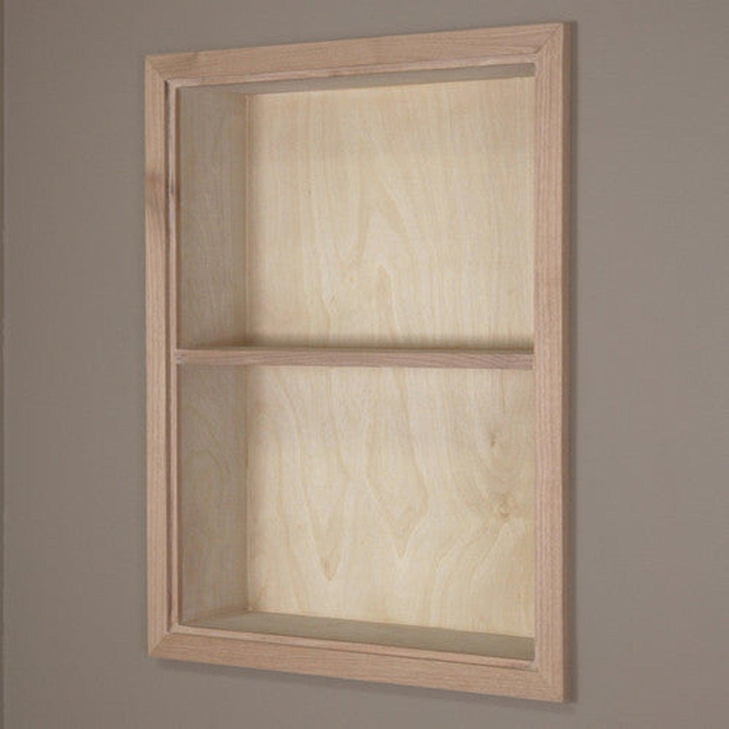 Fox Hollow Furnishings Aiden 14" x 18" Unfinished Recessed Sloane Wall Niche With Plain Back and One Fixed Shelf