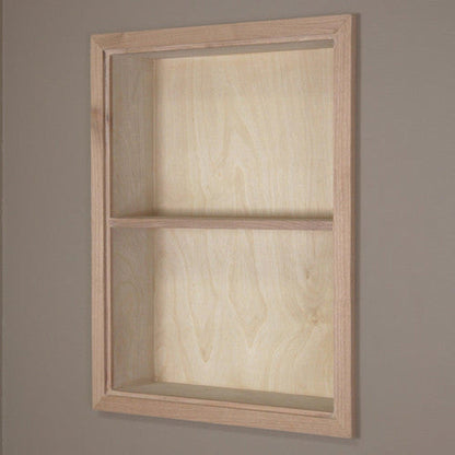 Fox Hollow Furnishings Aiden 14" x 18" Unfinished Recessed Sloane Wall Niche With Plain Back and One Fixed Shelf