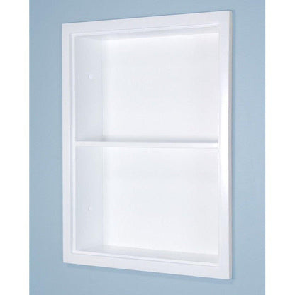 Fox Hollow Furnishings Aiden 14" x 18" White Recessed Sloane Wall Niche With Plain Back and One Fixed Shelf