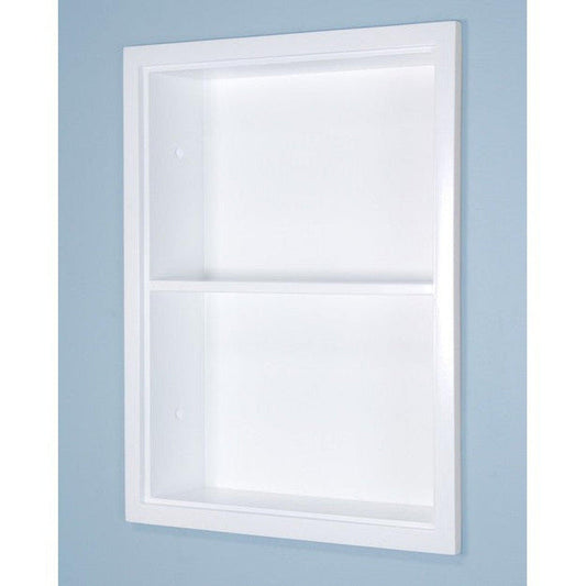 Fox Hollow Furnishings Aiden 14" x 18" White Recessed Sloane Wall Niche With Plain Back and One Fixed Shelf