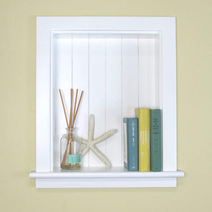 Fox Hollow Furnishings Aiden 14" x 18" White Recessed Wall Niche With Beadboard Back Without Shelf