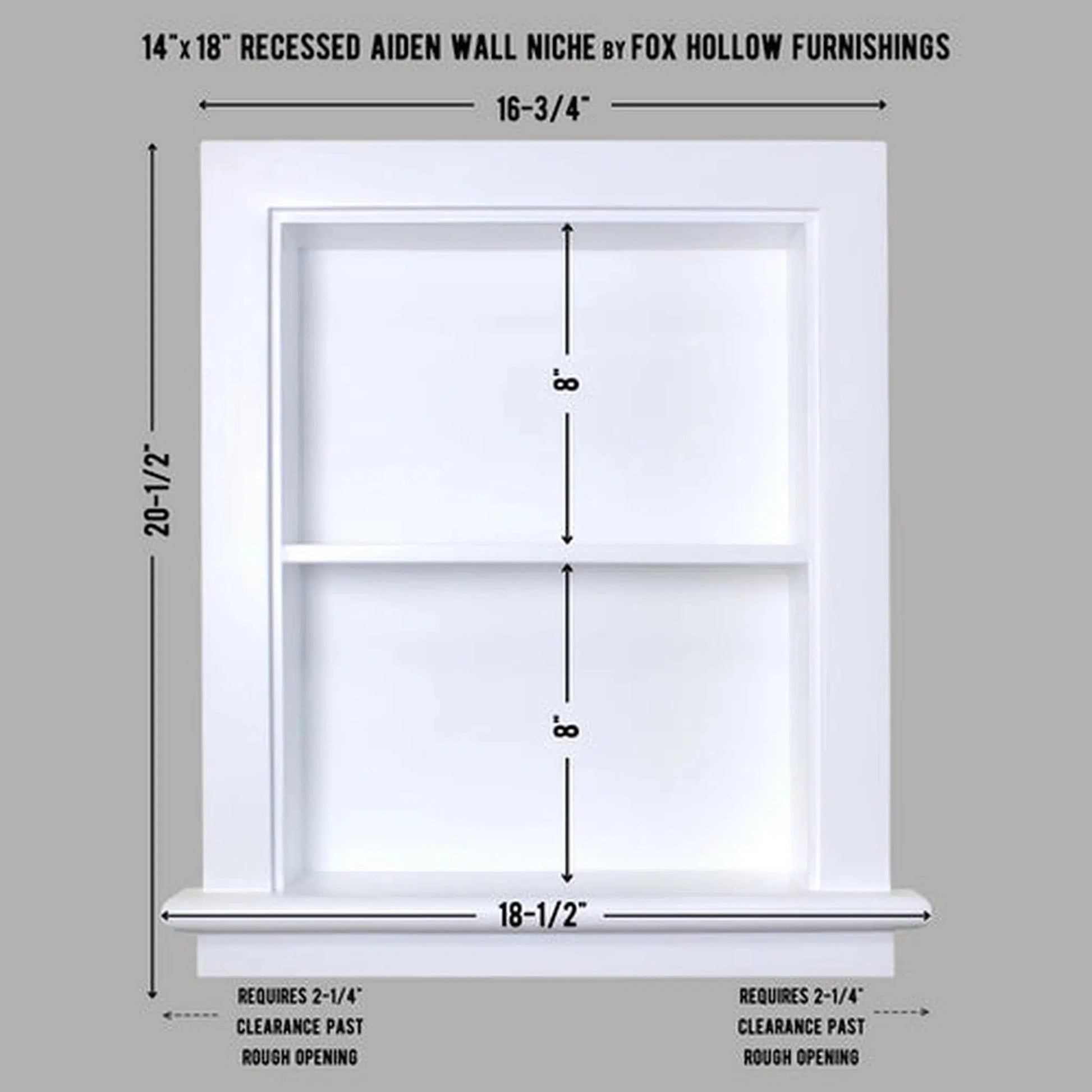 Fox Hollow Furnishings Aiden 14" x 18" White Recessed Wall Niche With Plain Back