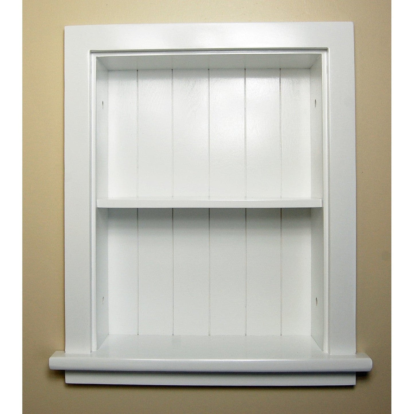 Fox Hollow Furnishings Aiden 14" x 18" White Wall Niche With Beadboard Back