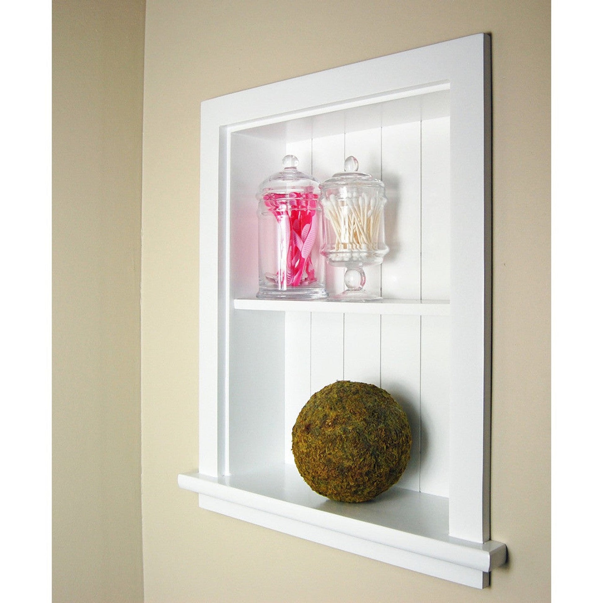 Fox Hollow Furnishings Aiden 14" x 18" White Wall Niche With Beadboard Back