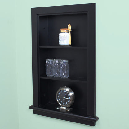 Fox Hollow Furnishings Aiden 14" x 24" Black Recessed Wall Niche With Plain Back