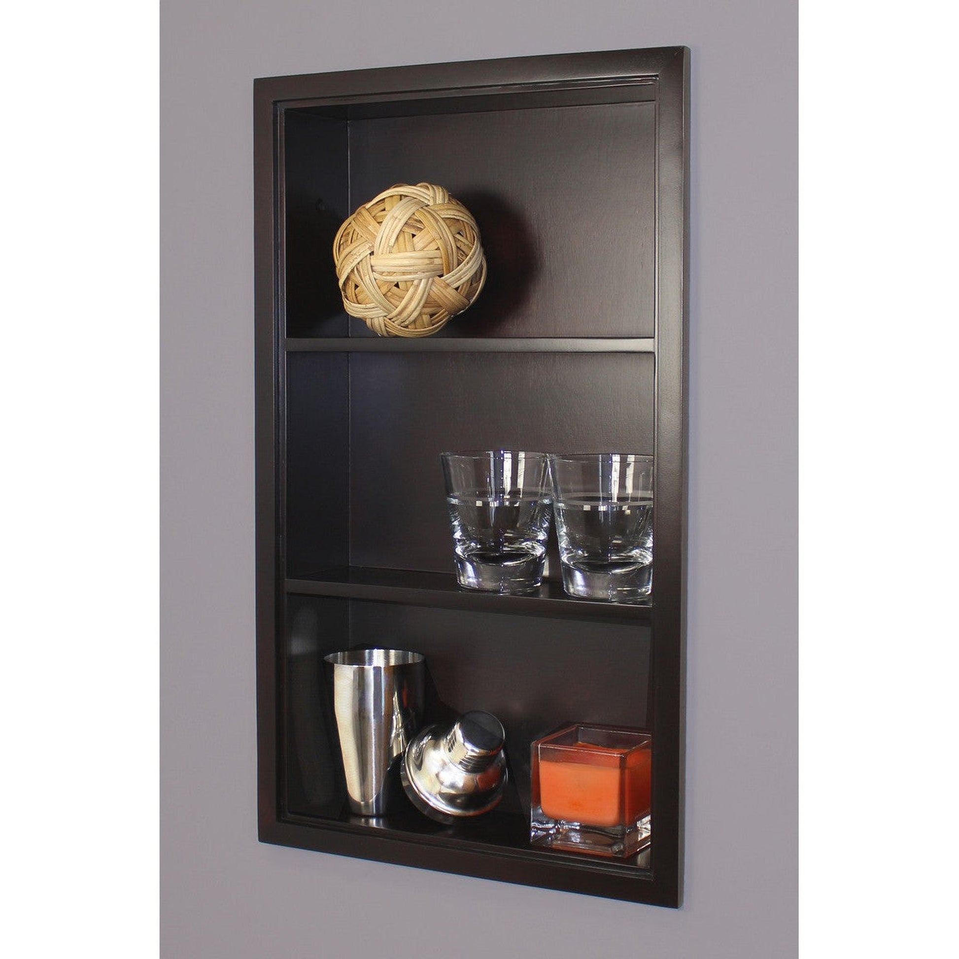 Fox Hollow Furnishings Aiden 14" x 24" Dark Brown Recessed Sloane Wall Niche With Plain Back