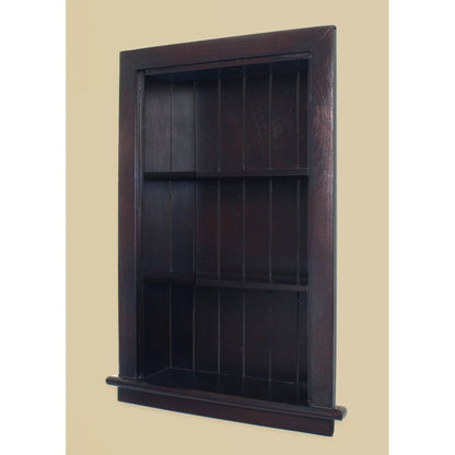 Fox Hollow Furnishings Aiden 14" x 24" Dark Brown Recessed Wall Niche With Beadboard Back