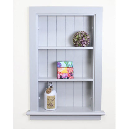 Fox Hollow Furnishings Aiden 14" x 24" Light Gray Recessed Wall Niche With Beadboard Back