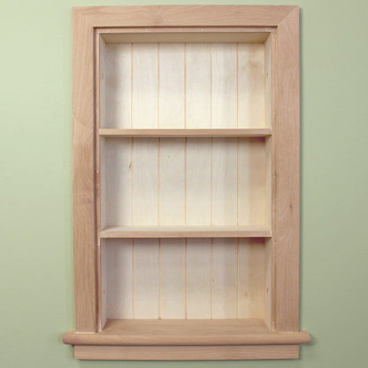 Fox Hollow Furnishings Aiden 14" x 24" Unfinished Recessed Wall Niche With Beadboard Back