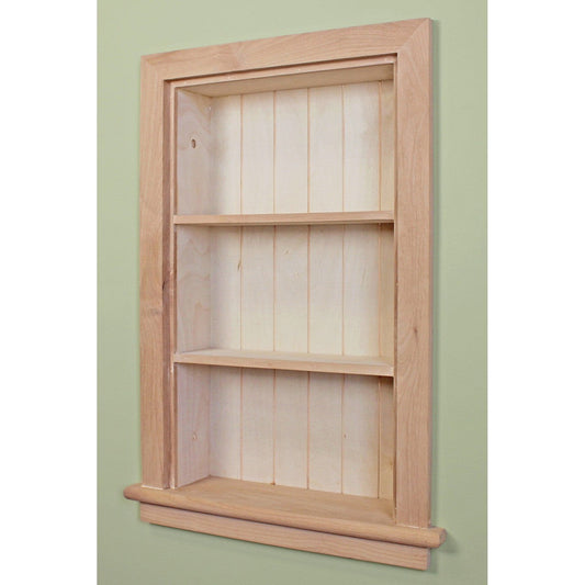 Fox Hollow Furnishings Aiden 14" x 24" Unfinished Recessed Wall Niche With Beadboard Back