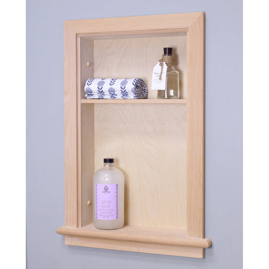 Fox Hollow Furnishings Aiden 14" x 24" Unfinished Recessed Wall Niche With Plain Back and One Shelf