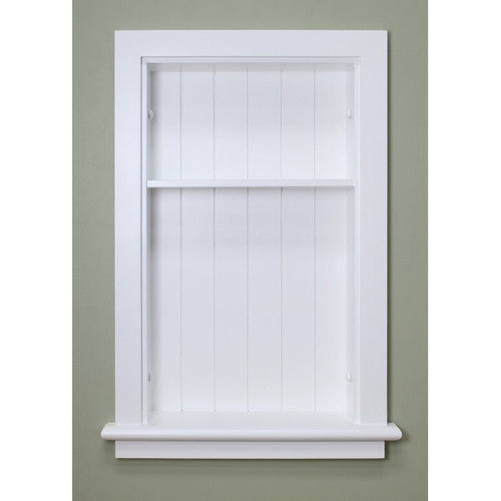 Fox Hollow Furnishings Aiden 14" x 24" White Recessed Wall Niche With Beadboard Back and One Shelf