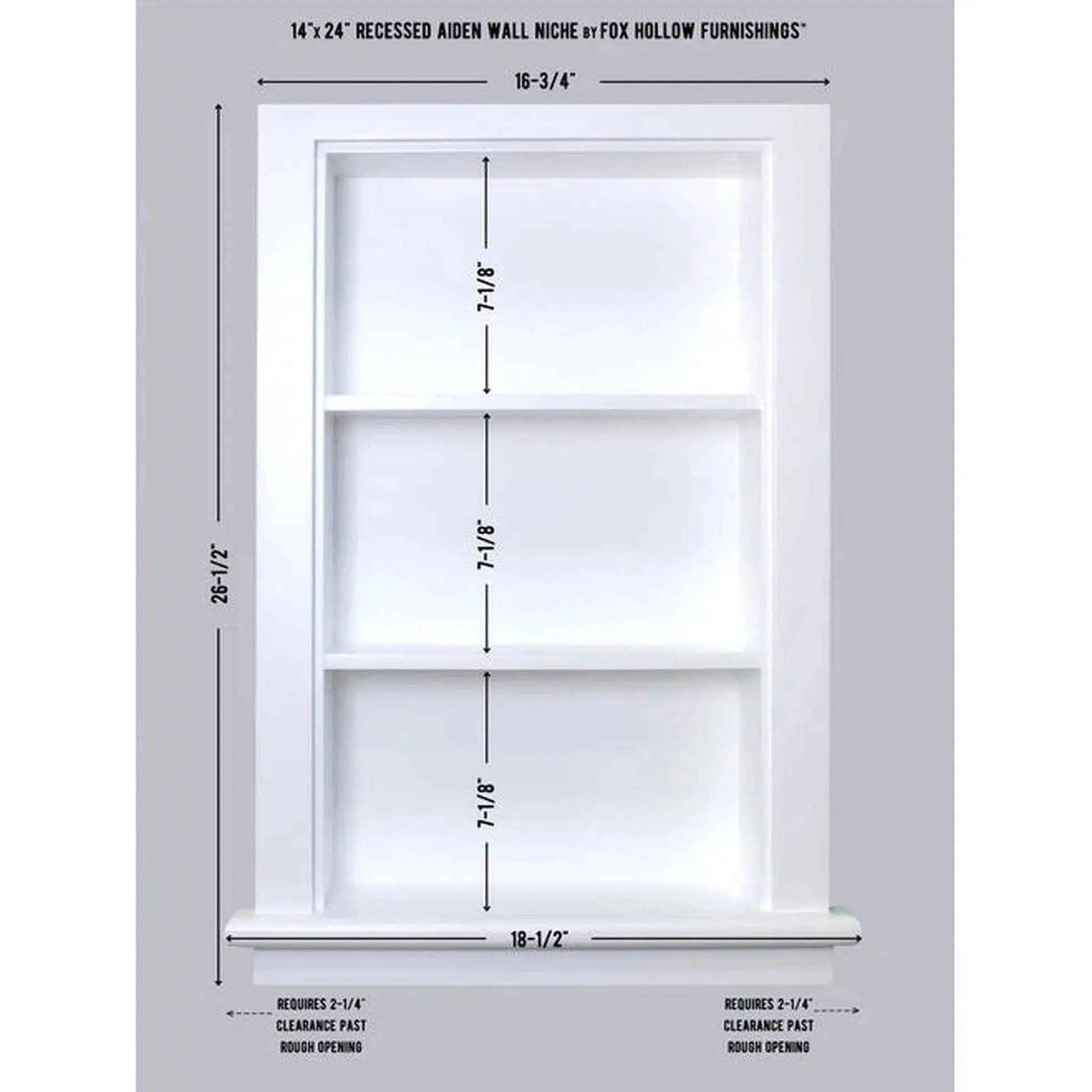 Fox Hollow Furnishings Aiden 14" x 24" White Recessed Wall Niche With Plain Back