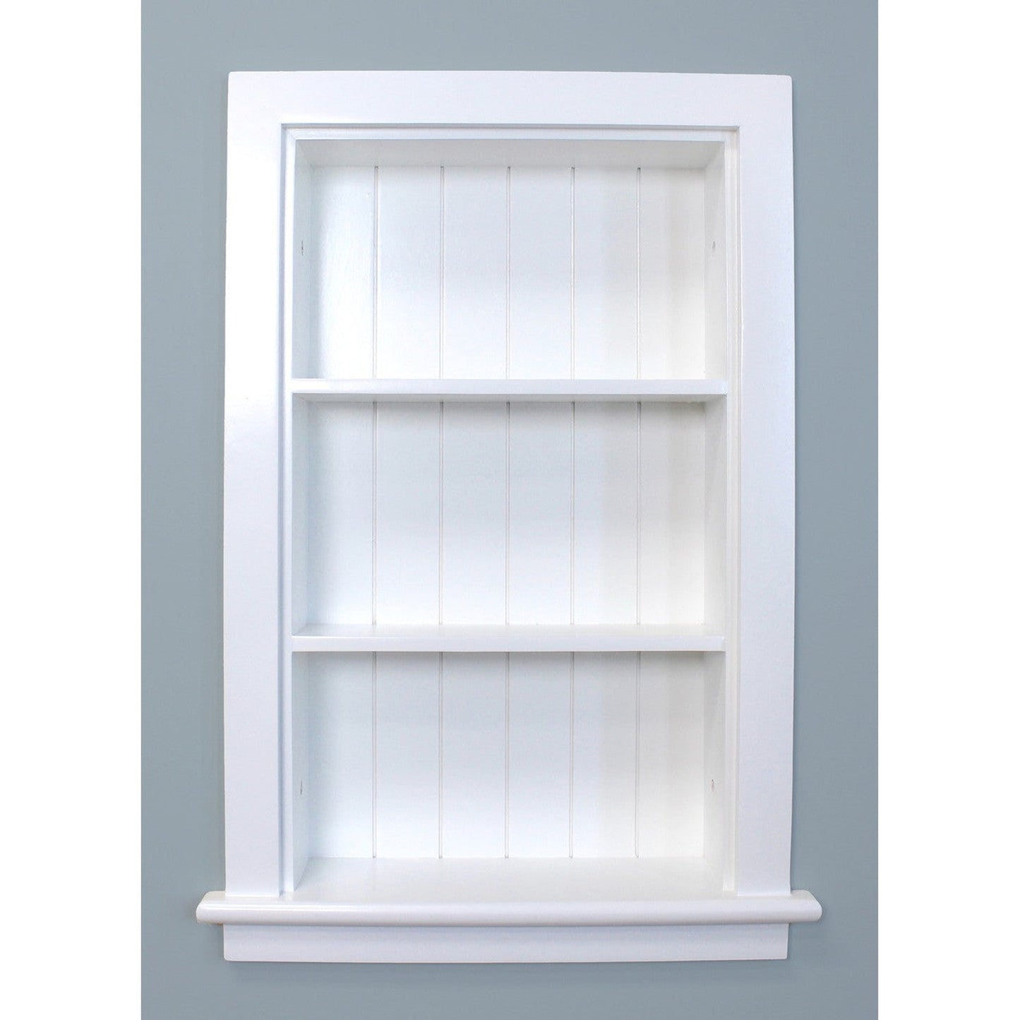 Fox Hollow Furnishings Aiden 14" x 24" White Wall Niche With Beadboard Back