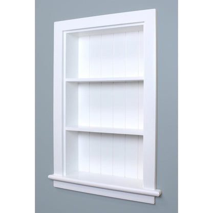 Fox Hollow Furnishings Aiden 14" x 24" White Wall Niche With Beadboard Back