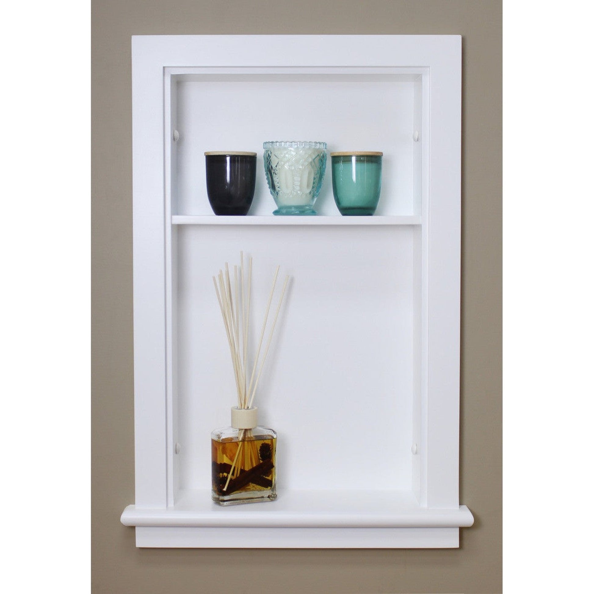 Fox Hollow Furnishings Aiden 14" x 24"White Recessed Wall Niche With Plain Back and One Shelf