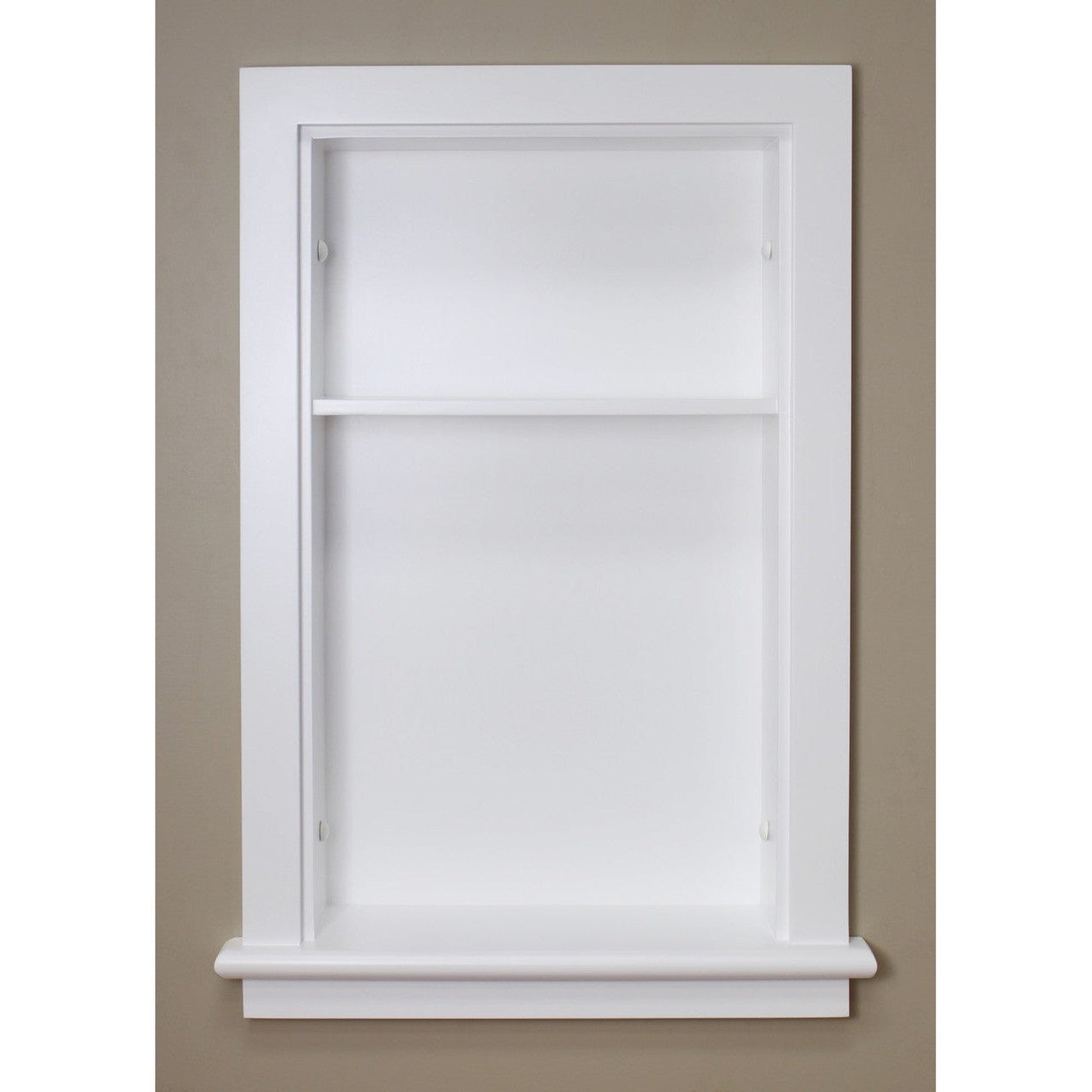 Fox Hollow Furnishings Aiden 14" x 24"White Recessed Wall Niche With Plain Back and One Shelf