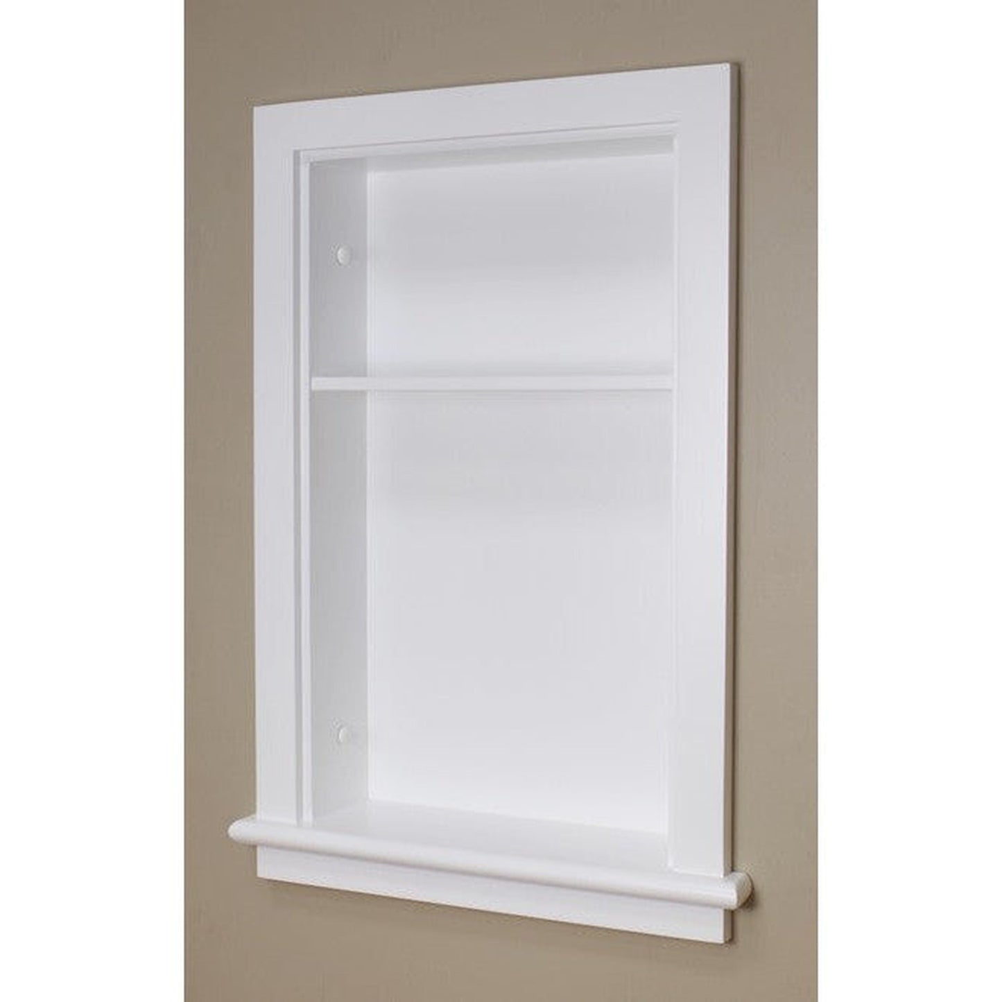 Fox Hollow Furnishings Aiden 14" x 24"White Recessed Wall Niche With Plain Back and One Shelf