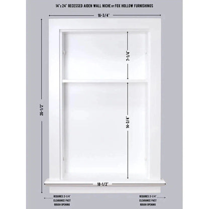 Fox Hollow Furnishings Aiden 14" x 24"White Recessed Wall Niche With Plain Back and One Shelf