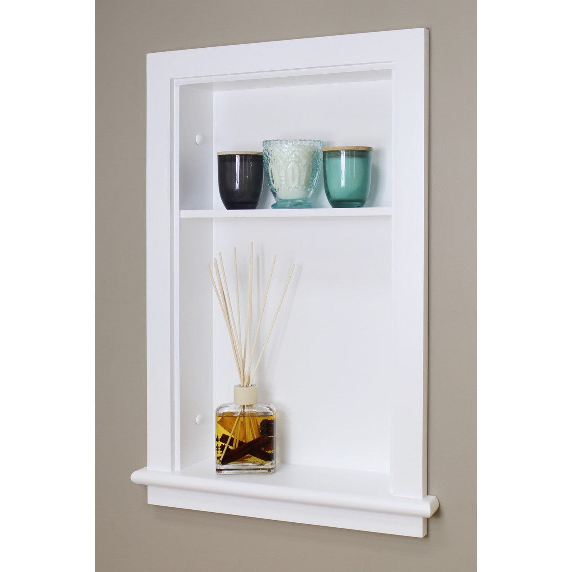 Fox Hollow Furnishings Aiden 14" x 24"White Recessed Wall Niche With Plain Back and One Shelf