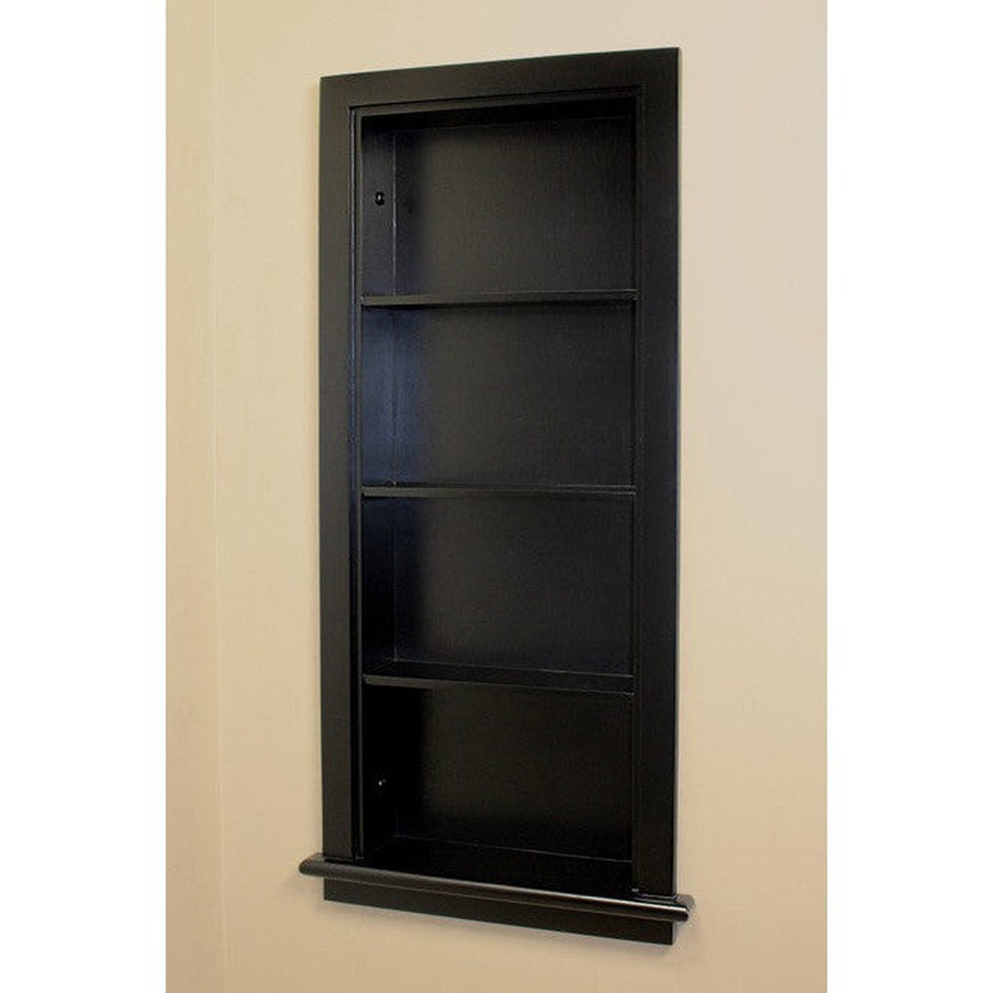 Fox Hollow Furnishings Aiden 14" x 36" Black Recessed Wall Niche With Plain Back and Three Shelves