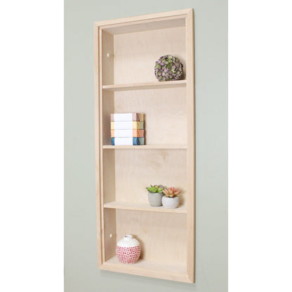 Fox Hollow Furnishings Aiden 14" x 36" Unfinished Recessed Sloane Wall Niche With Plain Back and Three Shelves