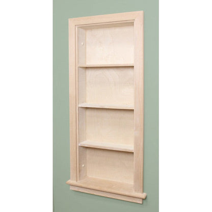 Fox Hollow Furnishings Aiden 14" x 36" Unfinished Recessed Wall Niche With Plain Back and Three Shelves