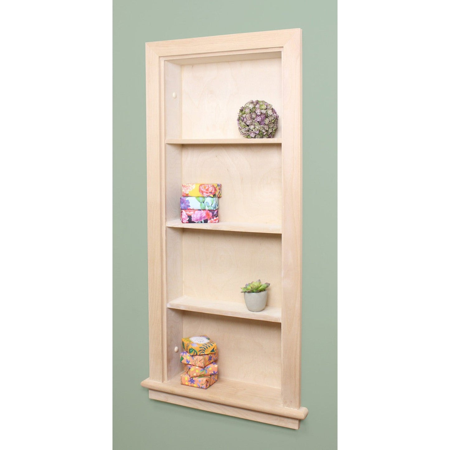 Fox Hollow Furnishings Aiden 14" x 36" Unfinished Recessed Wall Niche With Plain Back and Three Shelves