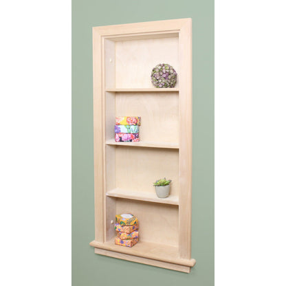 Fox Hollow Furnishings Aiden 14" x 36" Unfinished Recessed Wall Niche With Plain Back and Three Shelves