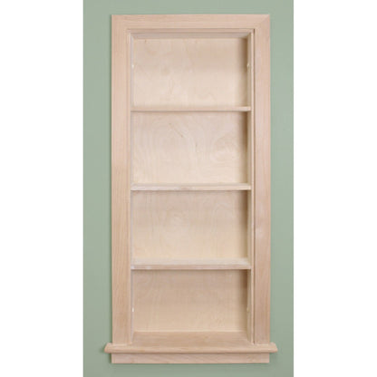 Fox Hollow Furnishings Aiden 14" x 36" Unfinished Recessed Wall Niche With Plain Back and Three Shelves