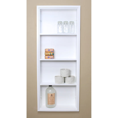 Fox Hollow Furnishings Aiden 14" x 36" White Recessed Sloane Wall Niche With Plain Back and Three Shelves