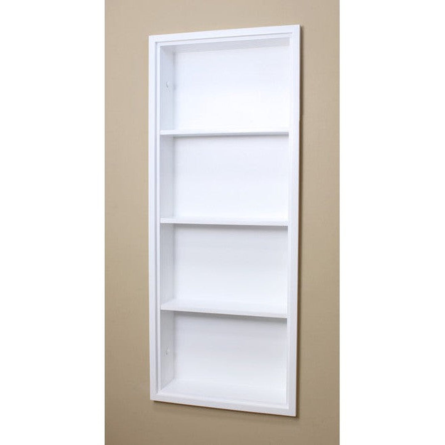 Fox Hollow Furnishings Aiden 14" x 36" White Recessed Sloane Wall Niche With Plain Back and Three Shelves