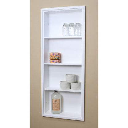 Fox Hollow Furnishings Aiden 14" x 36" White Recessed Sloane Wall Niche With Plain Back and Three Shelves